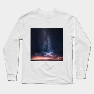 SCENERY 52 - Navy Starry Night Sky Milky Way Galaxy Long Sleeve T-Shirt